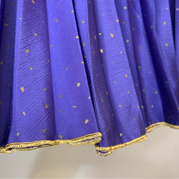 ViNTAGE Jeanne Marc CS(4-6) Knife Pleat Purple Gold Hem Trim and Dots Skirt - Picture 3 of 6